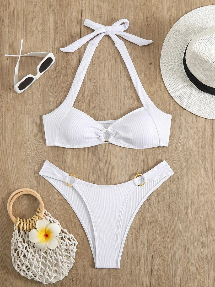 Sexy Women's Swimsuit 2026 Summer Bikini Two-piece Swimwear for Woman Beachwear Halter Bikinis Sets Swimming Beach Bathing Suits
