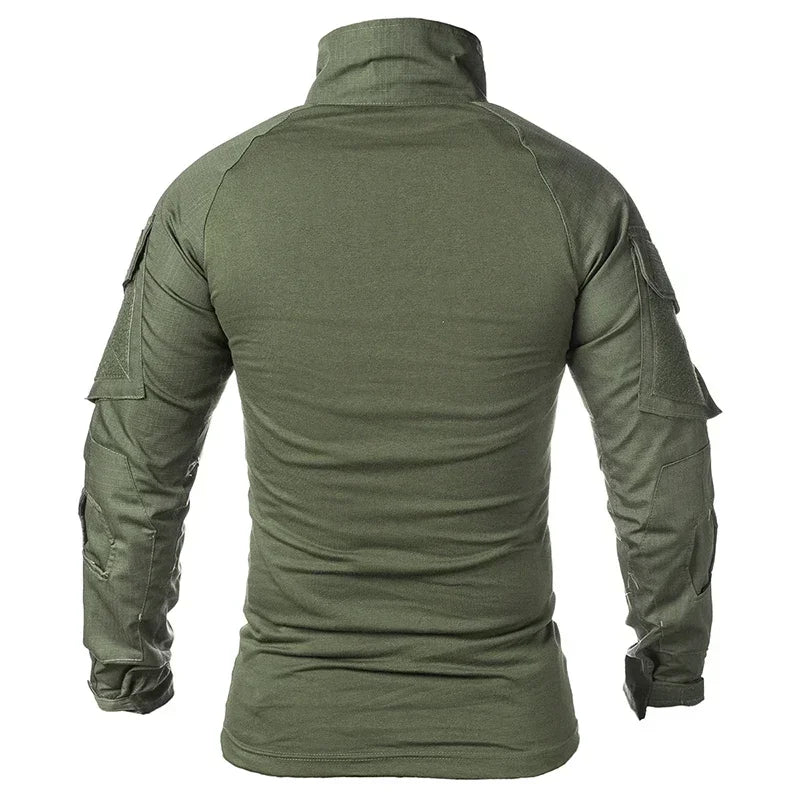 Outdoor Tactical Hiking T-Shirts Men Combat Military Army CP Camouflage Long Sleeve Hunting Climbing Shirt Cotton Sport Clothes