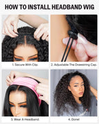 Half Wig Human Hair Wigs 200% Half Wig Kinky Curly Human Hair Wigs 3 In 1 Invisible Hairline Wear Go With Drawstring Seamless