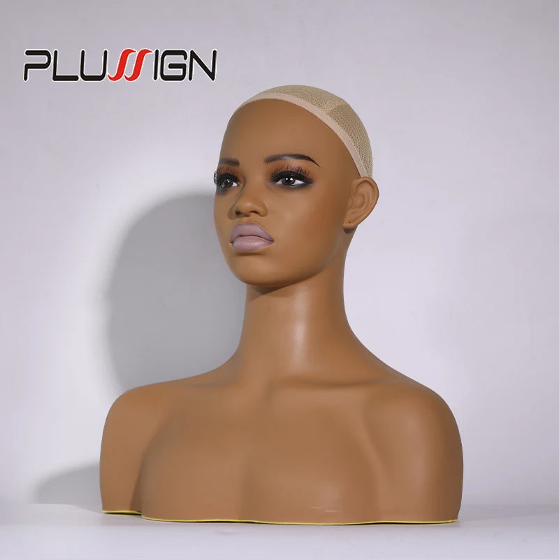 Mannequin Head For Wig African Dummy Head For Wig Doll Head With Anti Slip Hairnet Realistic Mannequin Head With Shoulders