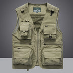 2026 New Men's Vest Tactical Webbed Gear Coat Summer Photographer Waistcoat Tool Many Pocket Mesh Work Sleeveless Jacket Male