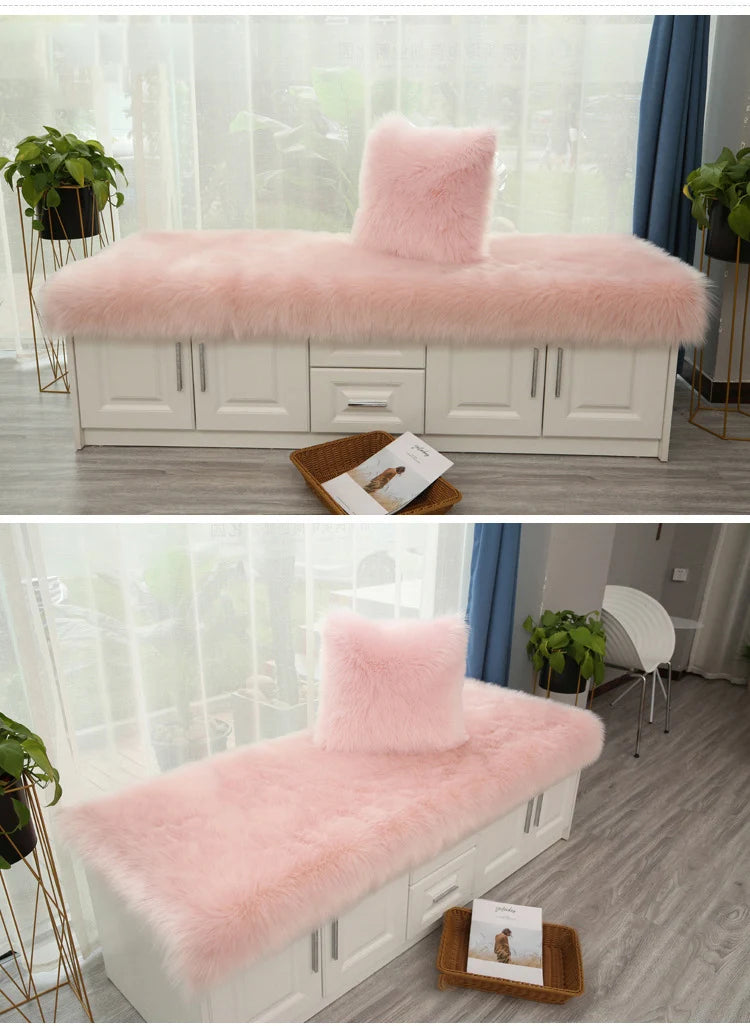 Luxury Faux Sheepskin Carpet Modern Living Room Home Decor Imitation Wool Mat Balcony Window Cushion Kids Bedroom Rug White Gray