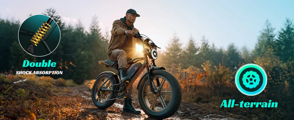 TST R002 1500W e-bike, 20" fat tires, 60-100mile range, 28MPH, 48V 15Ah battery, for all terrains.
