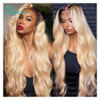 1B 613 Body Wave Human Hair Wig 13x6 Hd Lace Frontal Wig Brazilian 2 Tone Dark Root Ombre Blonde Lace Front Wigs For Black Women