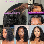 Short Bob Deep Wave Lace Frontal Wig PrePlucked 13x4 13x6 Lace Front Wig Peruvian Curly Human Hair Bob Wigs For Women and Girls