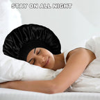 2pcs Women's Fashion Bonnet Large Wide Edge Elastic Hat Casual Silk Smooth Tint Suitable for Curled Straight Hair Sleeping Hat