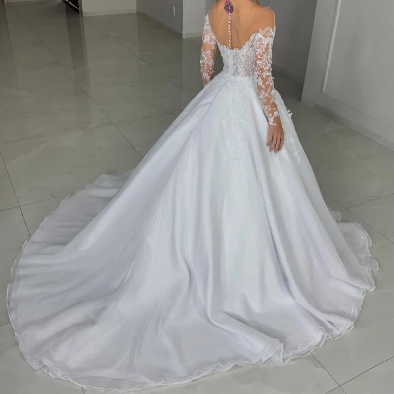 White Wedding Dresses for Women Off Shoulder Bridal Gowns Lace Appliques Sweetheart A-Line Vestidos De Novia Secondary image