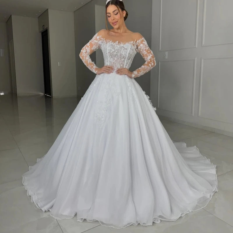 White Wedding Dresses for Women Off Shoulder Bridal Gowns Lace Appliques Sweetheart A-Line Vestidos De Novia Main image