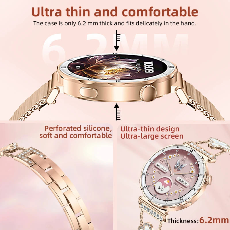 LIGE New Ultra Thin Smart Watch Women Screen Always Display Time Diamond Luxury Bracelet Voice Calling AMOLED Smartwatch Ladies Secondary image