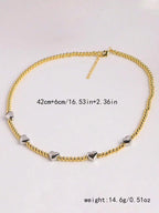 Y2k Stainless Steel Heart Pendant Bead OT Clasp Necklace For Women Men Fashion Geometric Charm Necklace Party Jewelry Gifts