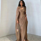 Elegant Pleated Evening Dress Mermaid Side Split Shiny Women Prom Formal Gowns Floor Length Simple Party Dresses Customized