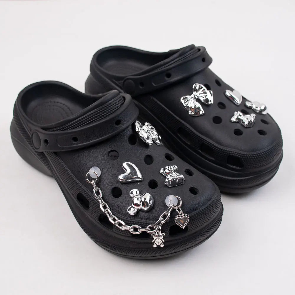 9PCS Summer Fashion Shoe Charms DIY Acrylic Butterfly Cartoon Bear Decoration Buckle for Clogs Shoe Charm Accessories