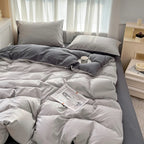 2-side Solid Color Brush Fabric Bed Set 4 Pieces Duvet Cover Pillowcase Bedding Set Bed Sheet Quilt Cover Single Queen King Size