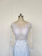 Lace 2 In 1 Mermaid Wedding Dresses Long Sleeves Scoop Neck Detachable Train Puffy Tulle Appliques Bridal Gowns Customized