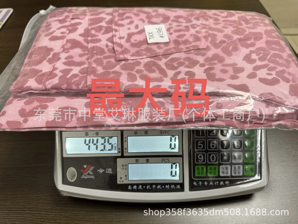 2026 New Pink Women's Jeans, Female Leopard-Print Pants for Spring and Fall.