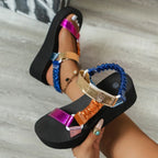 Platform Sandals 2025 Summer Flat Women Shoes Foot high heels Beach Sandals Outdoor All-match Casual Slippers Large Size Sandals
