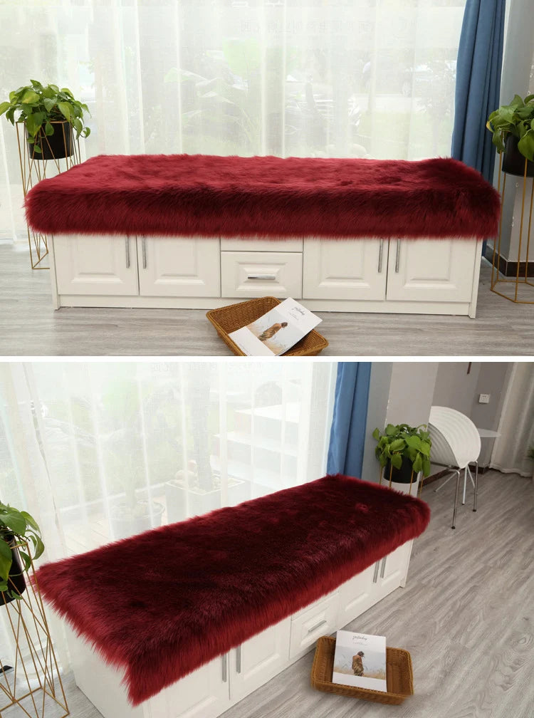 Luxury Faux Sheepskin Carpet Modern Living Room Home Decor Imitation Wool Mat Balcony Window Cushion Kids Bedroom Rug White Gray