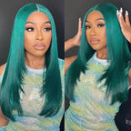 RONGDUOYI Pink Hair Layered Haircut Straight Lace Front Wigs Natural Hair Long Straight Cosplay Heat Fiber Synthetic Wig Purple