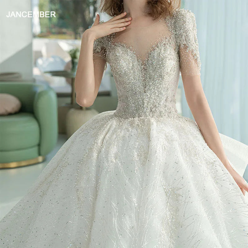 Wedding Dress New Bride Lace Up Plus Size Short Sleeves Customized High-quality Vestidos De Novia Princess Dresses Ball Gowns Main image