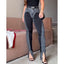 New Two-Tone Color Block High Waist Jeans Women Tummy Control Skinny Fit Stretch Denim Pants Fashion Slimming Pencil Jeans