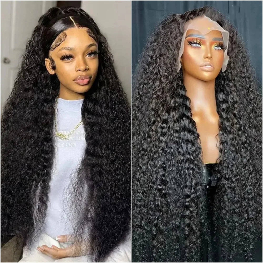 Deep Wave 13x6 HD Lace Frontal Human Hair Wig 200 Density Water Curly Transpare 360 Full Lace Front Wigs For Women 30 40 Inch
