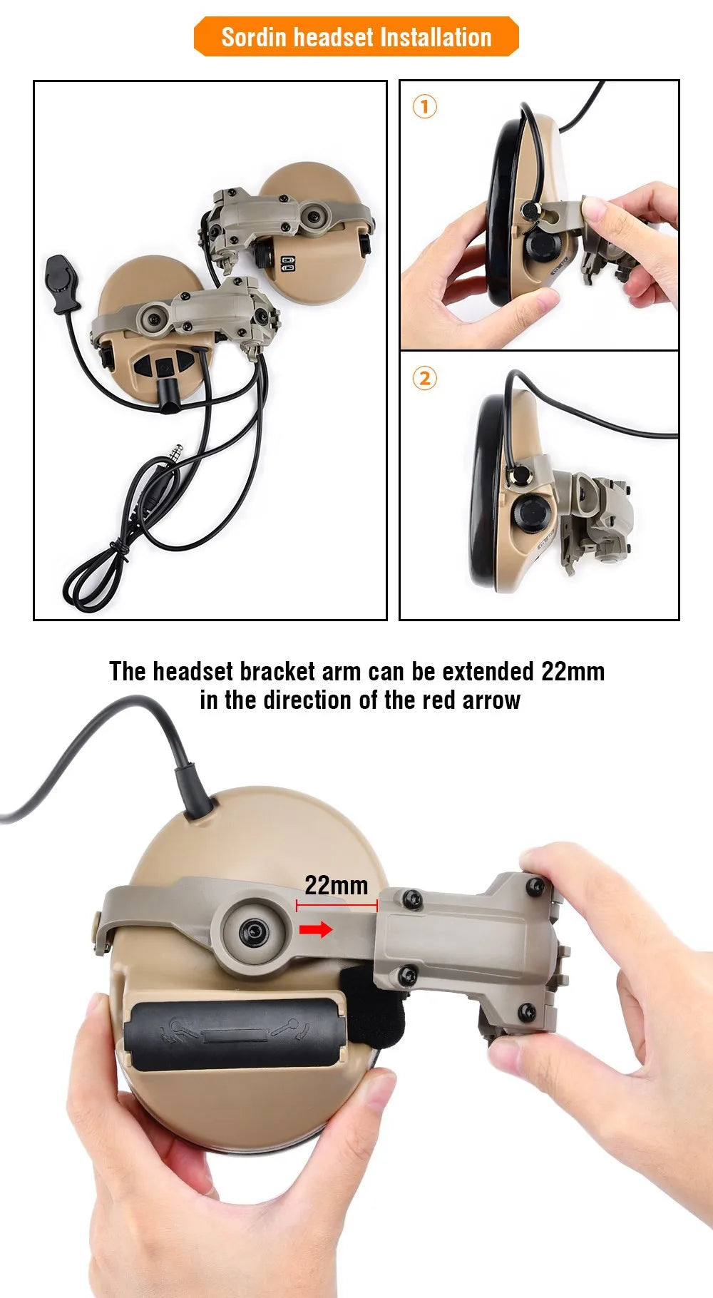 WADSN Tactical Fast Rotation Helmet Rail Mount Adapter Headset Bracket For Comtact Sordin Headphone Fit Wendy ARC Rail Base