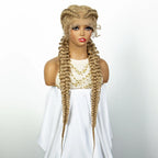 1B/30 Dark Brown Synthetic Lace Frontal Dutch Box Braided Wigs for Black Women Fishtail Braids Wigs with Baby Hair Cornrow Wigs