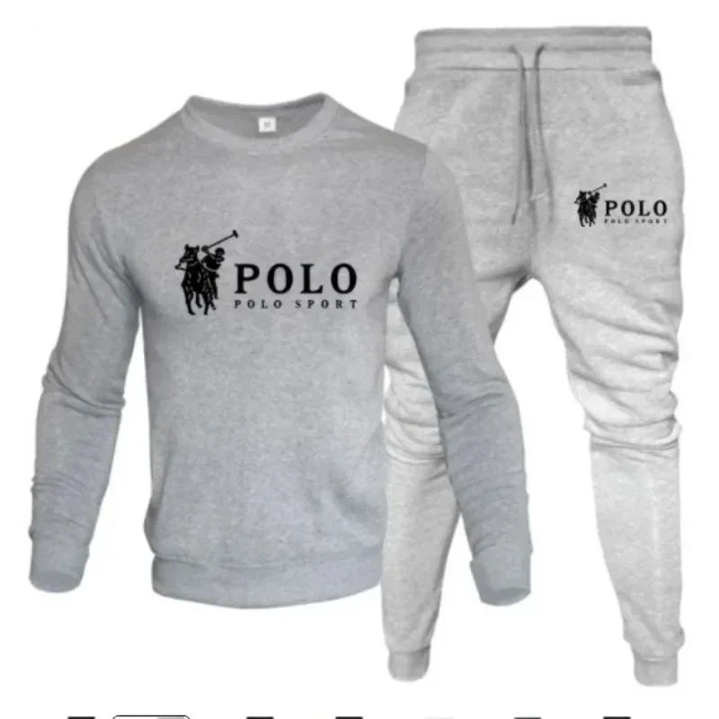 Men's autumn and winter sets of round-neck sweatshirts and jogging pants autumn and winter fashion outdoor fitness and casual Main image