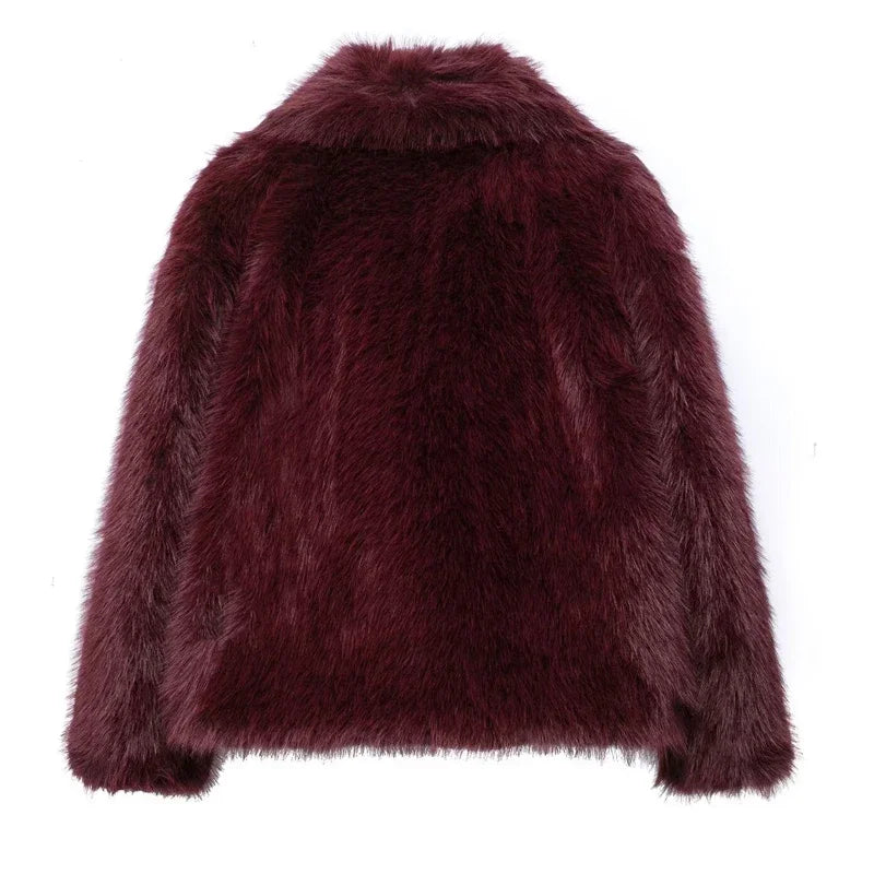 HXAO Winter Faux Fur Coat 2024 Woman New in coats Autumn Fur Plush Fluffy Jacket Warm Red Gray Black White Fur Coat Outerwears