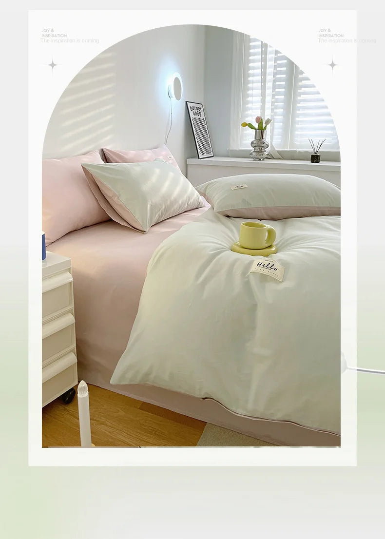 INS style high luxury solid color double-sided style single couple quilt cover soft luxury hotel & apartment & home bedding