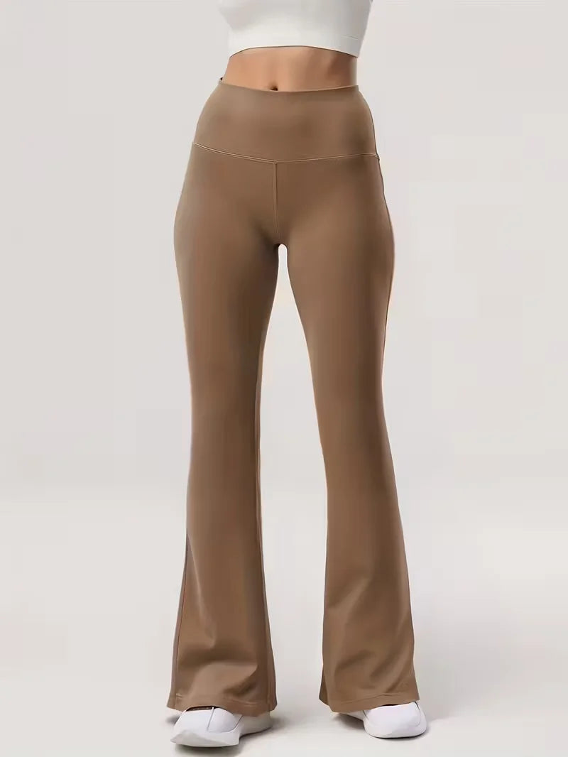 Women's clothing elegant temperament high waist bell bottoms, fashion sports style, breathable materials, bodybuilders must