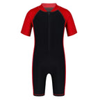 Wetsuits Kids Boys Girls Swimwear Swimsuits Short Sleeves Bodysuit Zippered Shorty Unitard Children's Bathing Suit Wetsuit