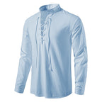 New Men's Casual Blouse Cotton Linen Shirt Tops Long Sleeve Tee Shirt Spring Autumn Slanted Placket Vintage Yoga Shirts