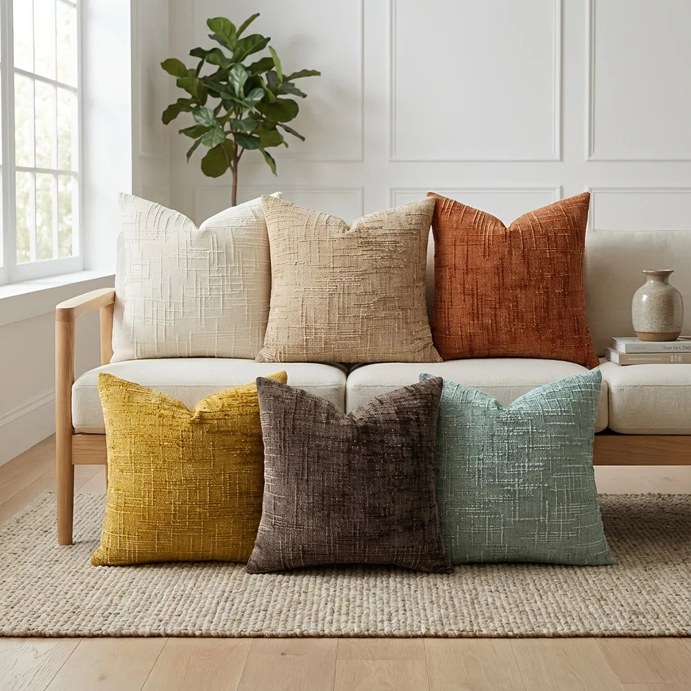 1Pcs Boho Soft Chenille Textured Home Decor Throw Pillow Covers 18x18in Farmhouse Cushion Covers for Spring Summer Fall Winter Secondary image