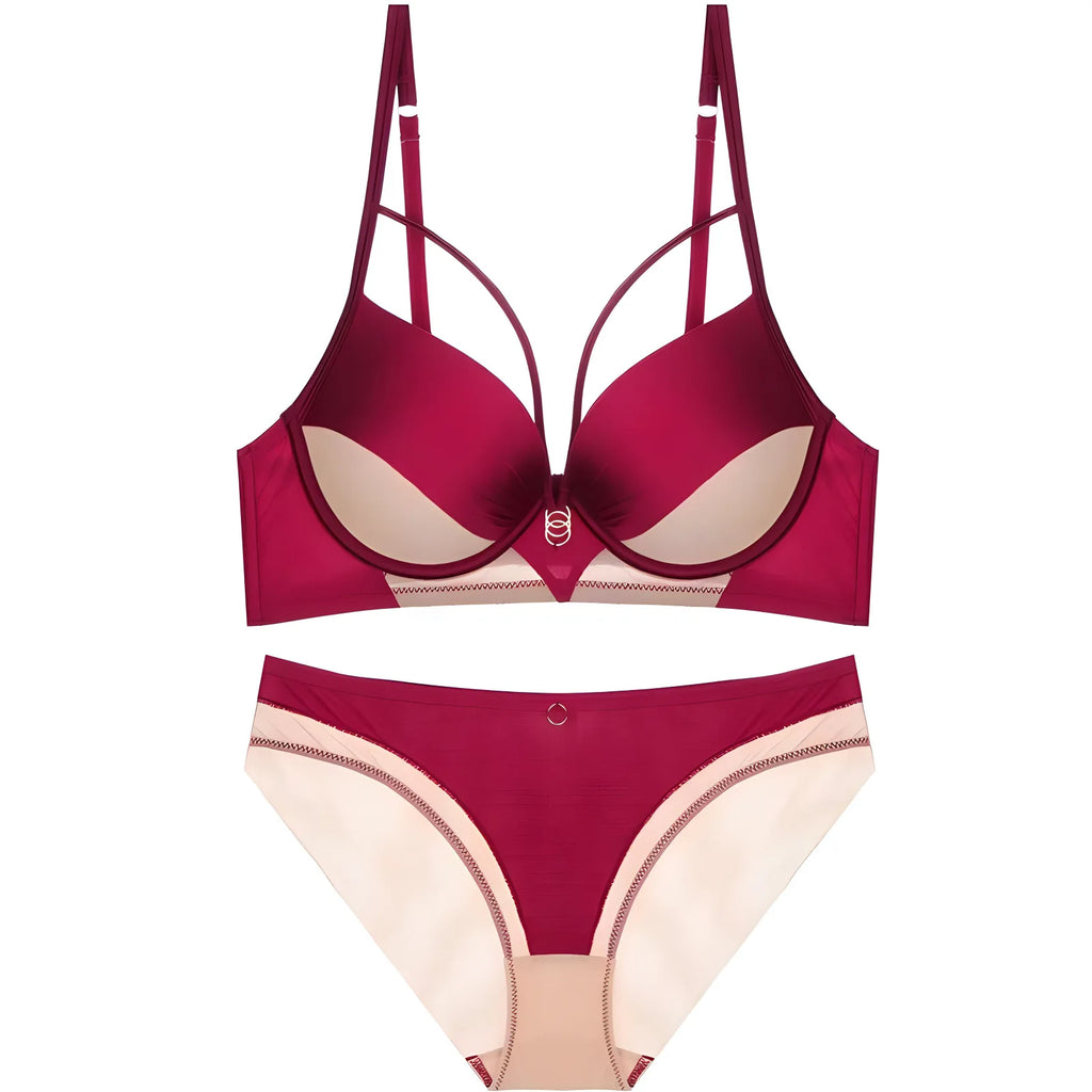 Skeleton Solid Color Plus Size CD Size Lingerie SuitPush Up Bra Set Adjustable Brassiere With Comfort Panties