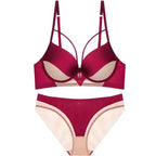 Skeleton Solid Color Plus Size CD Size Lingerie SuitPush Up Bra Set Adjustable Brassiere With Comfort Panties