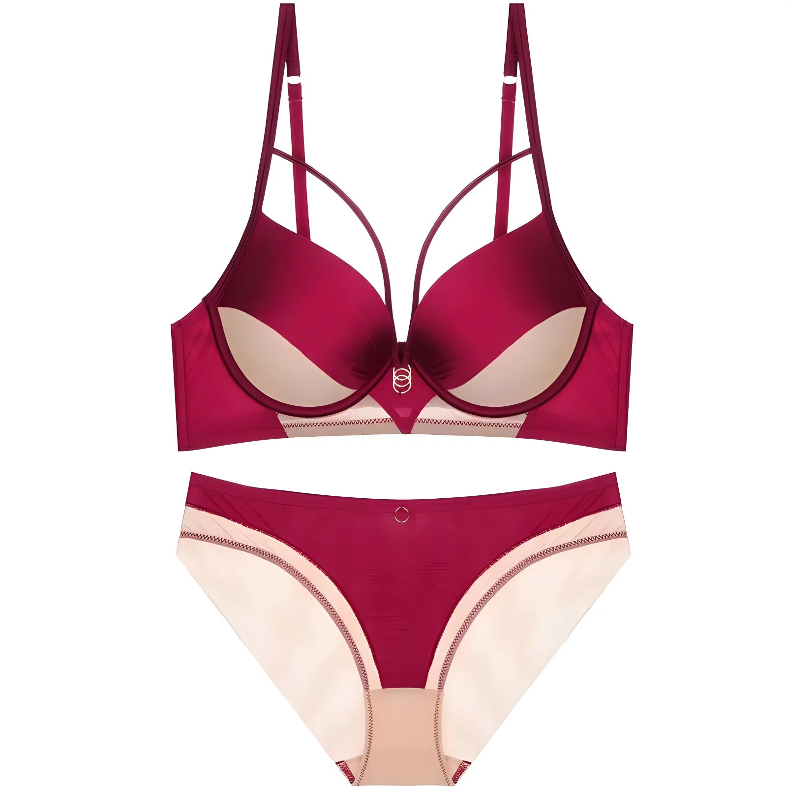 Skeleton Solid Color Plus Size CD Size Lingerie SuitPush Up Bra Set Adjustable Brassiere With Comfort Panties Main image