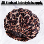 Luxurious Women's Satin Sleep Bonnet All-Over Leopard Print Nightcap for Hair Care And Fashion Style