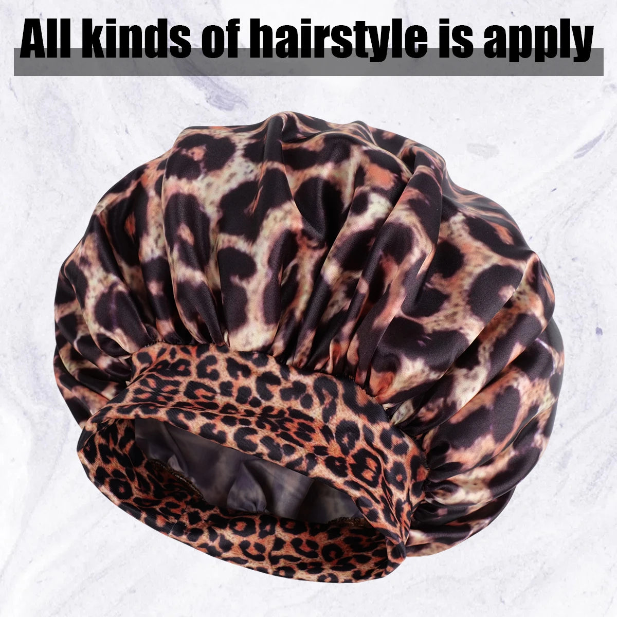 Luxurious Women's Satin Sleep Bonnet All-Over Leopard Print Nightcap for Hair Care And Fashion Style
