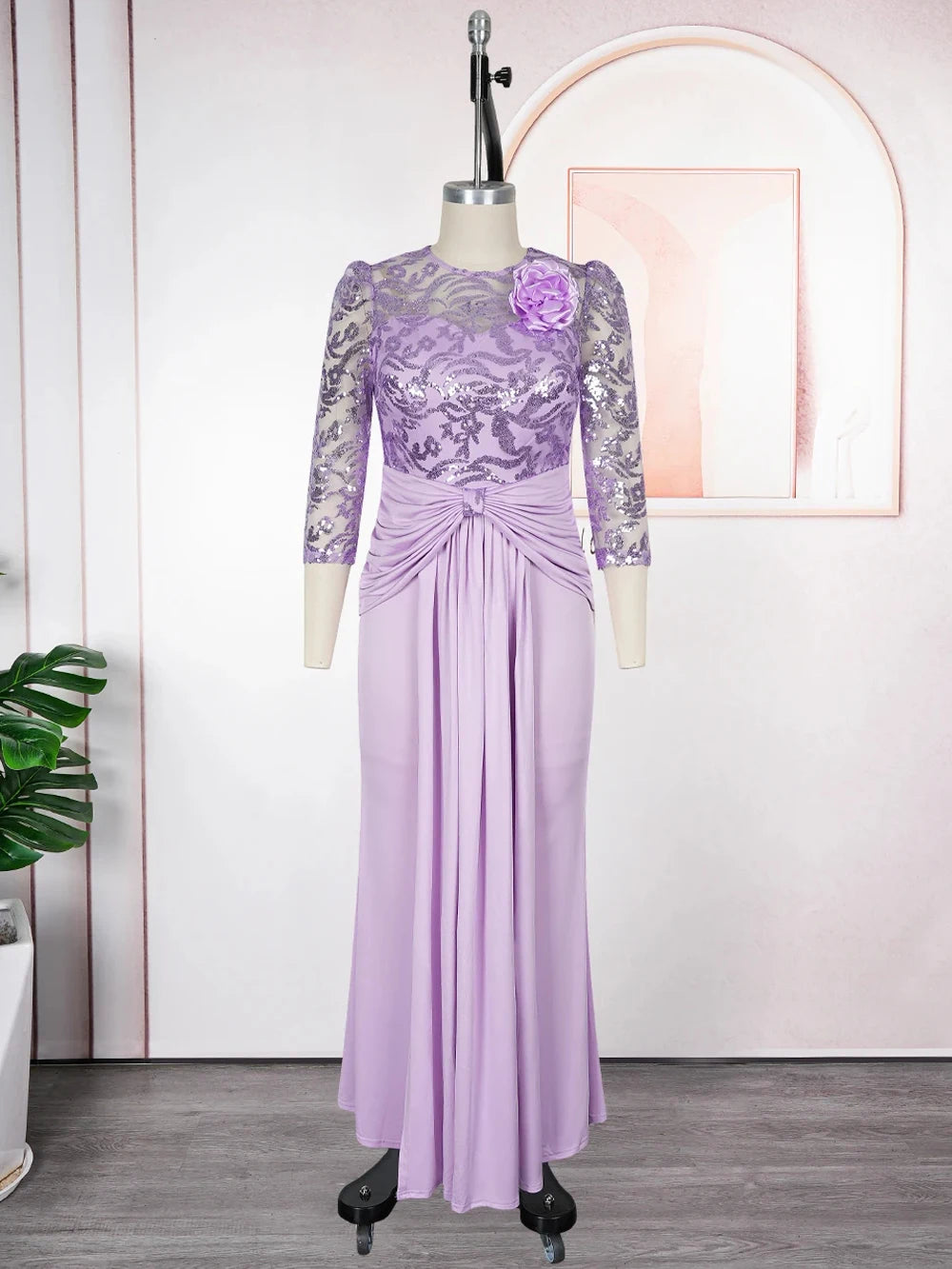 Elegant Women Luxury Party Dresses Sequin Pleated Mermaid Gown Wedding Prom Birthday Dinner Long Dress Ladies Africa Clothing