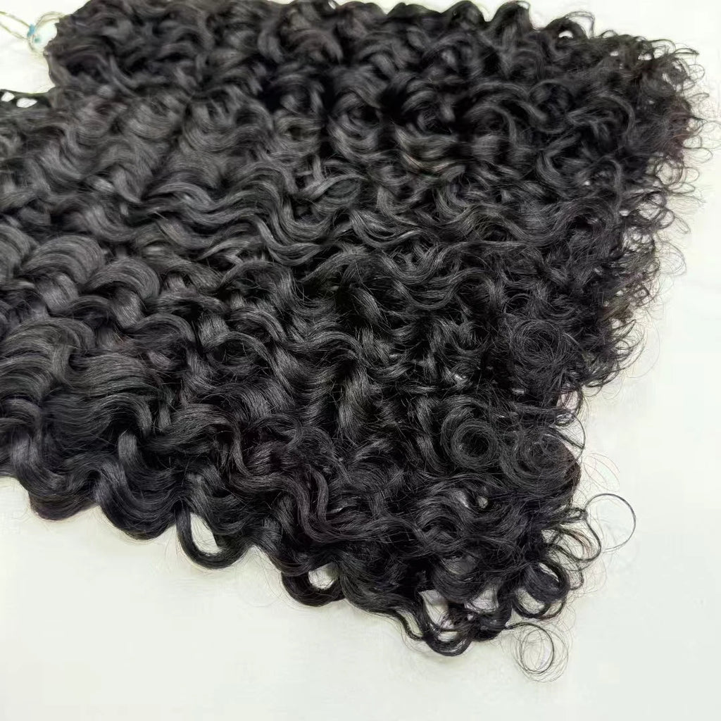 NABI Pre-Separated Crochet Human Hair Bundle Miracle Knots Braiding 14-18inch Water Wave Curly 100% Human Hair for Women