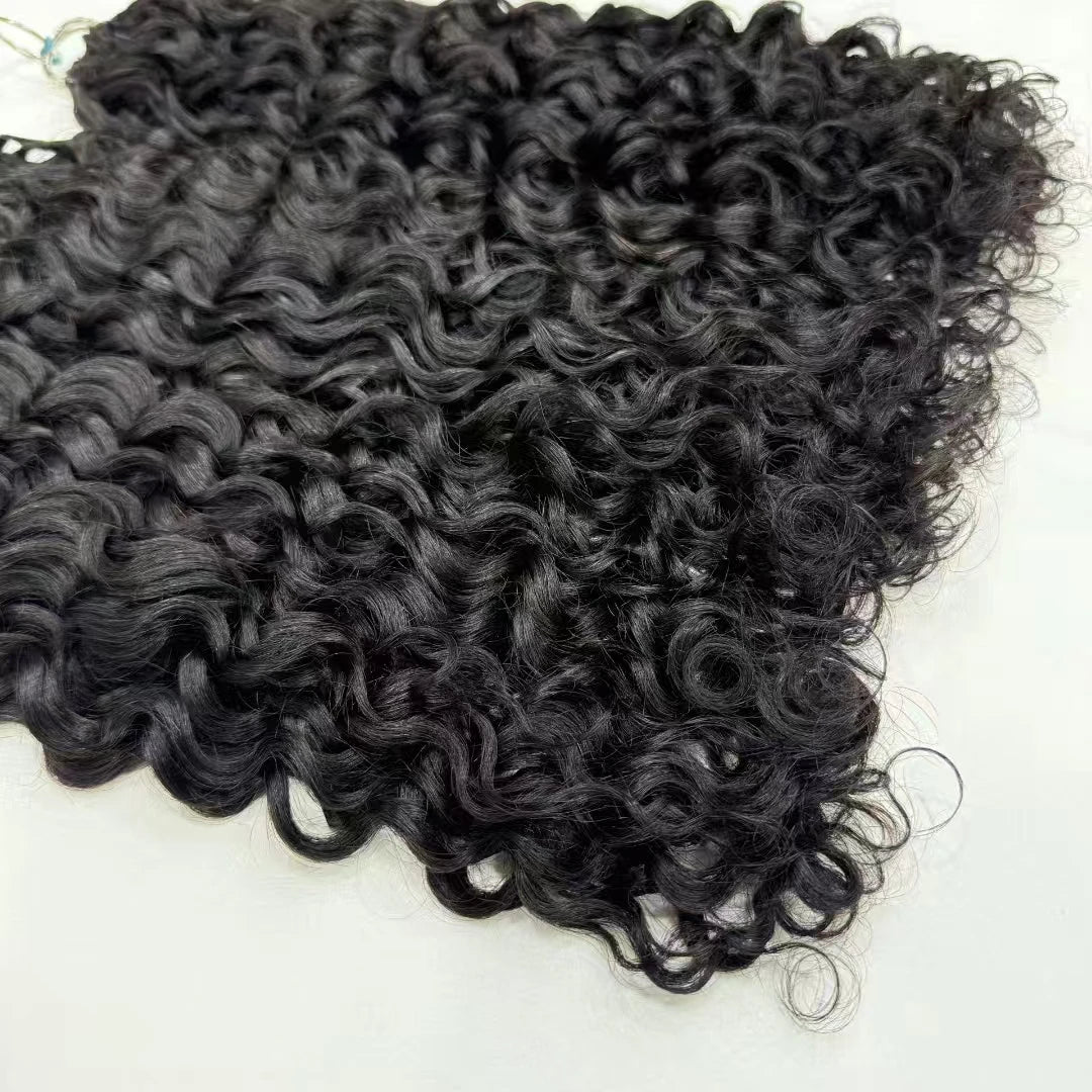 NABI Pre-Separated Crochet Human Hair Bundle Miracle Knots Braiding 14-18inch Water Wave Curly 100% Human Hair for Women