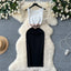 Patchwork Knit Bodycon Dress Women Maxi Dress Elastic Summer Elegant Sleeveless Dress Fashion Dresses