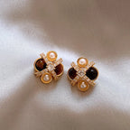 2026 New Design Natural Tiger Eye Stone Micro inlaid Zircon Geometric Earrings for Women's Trendy Jewelry Luxury Accessories