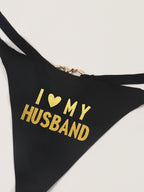 Cheeky Letter Printed G-String Underwear I Love My Husband Print Playful Seamless T-Back Bikini Thong Panties