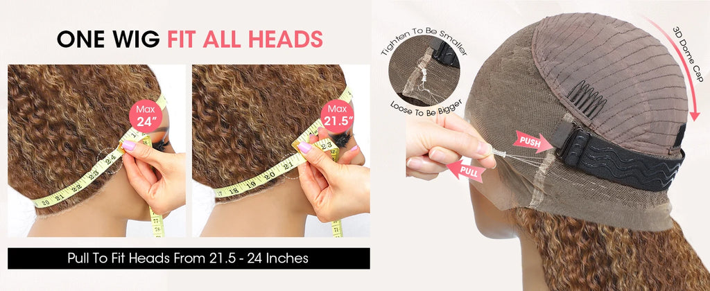 250Density Deep Wave Human Hair Wig 360 Full Lace Front with Hidden Strap 4/27 Blonde Highlights Pre Plucked Brazilian Curly Wig