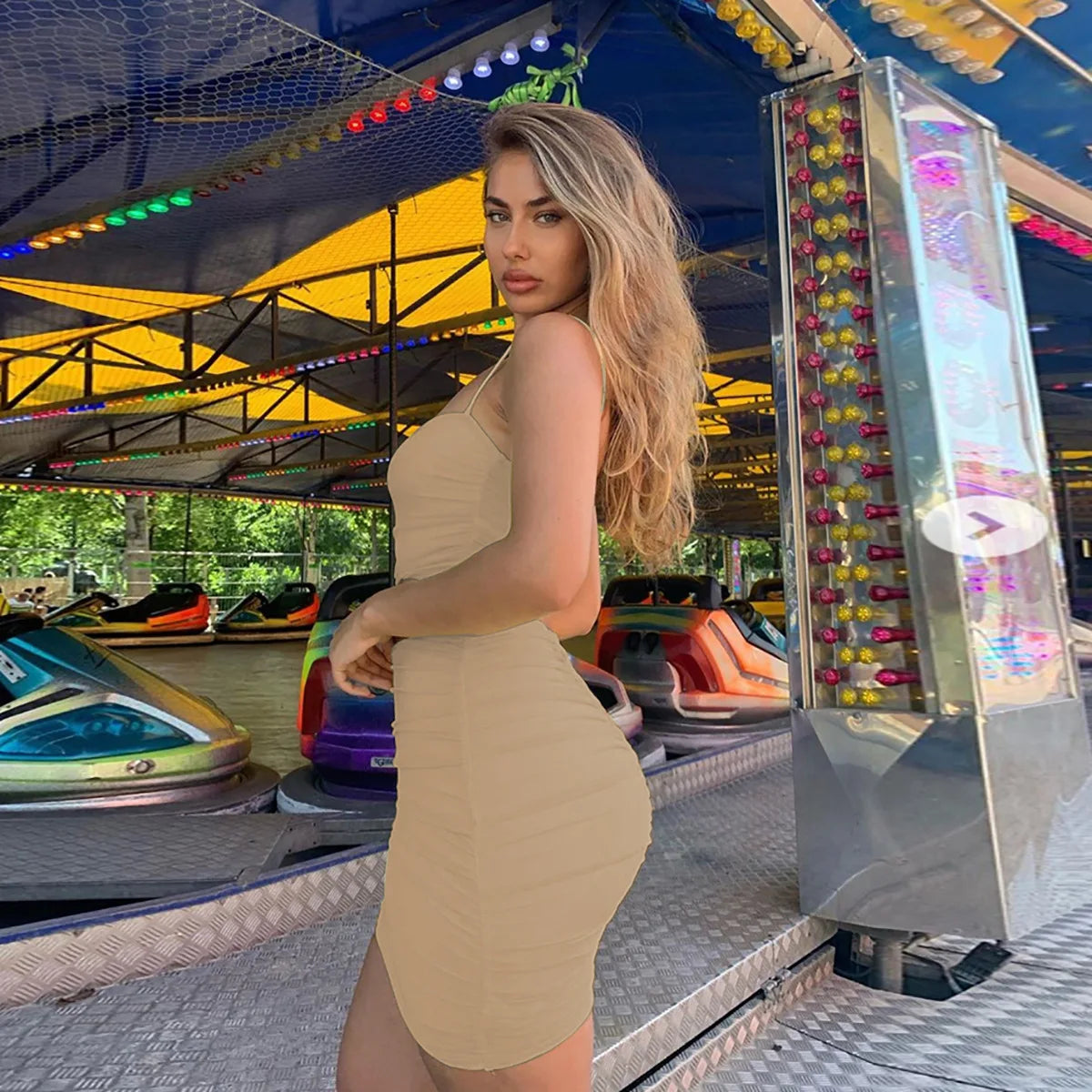 Women's New Sexy Sleeveless Strap Small Tank Top Short Top Fashion Wrinkle Bag Hip Skirt Two Piece Set