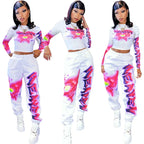 High Quality 2 Piece Outfit for Women Set  Casual Sweat Suit Crop Sweatpant Joggers Tracksuit Fall Clothes Wholesale Dropshpping
