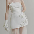 Wedding Dresses Sweet Flower Strapless For Women 2026 Satin White Evening Dress Elegant Floor-length Simple Wedding Shooting