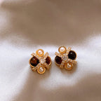 2026 New Design Natural Tiger Eye Stone Micro inlaid Zircon Geometric Earrings for Women's Trendy Jewelry Luxury Accessories